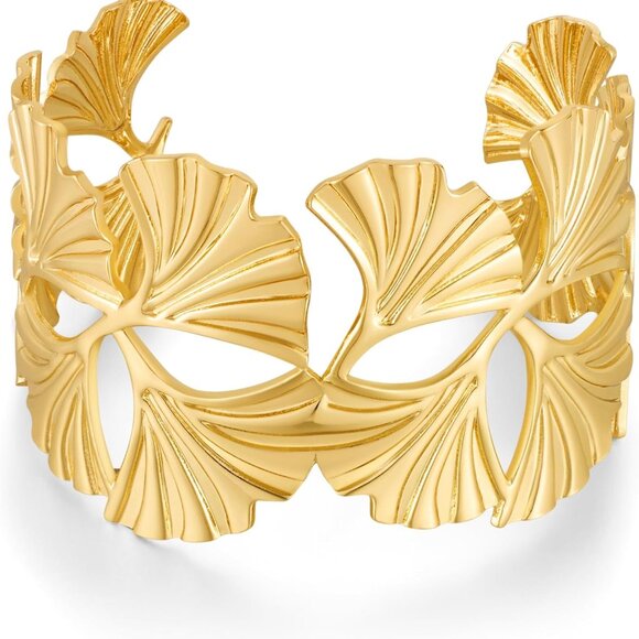 Jewelry - Gold Chunky Cuff Bracelet for Women Copper Gold-Plated Adjustable Statement Jewe